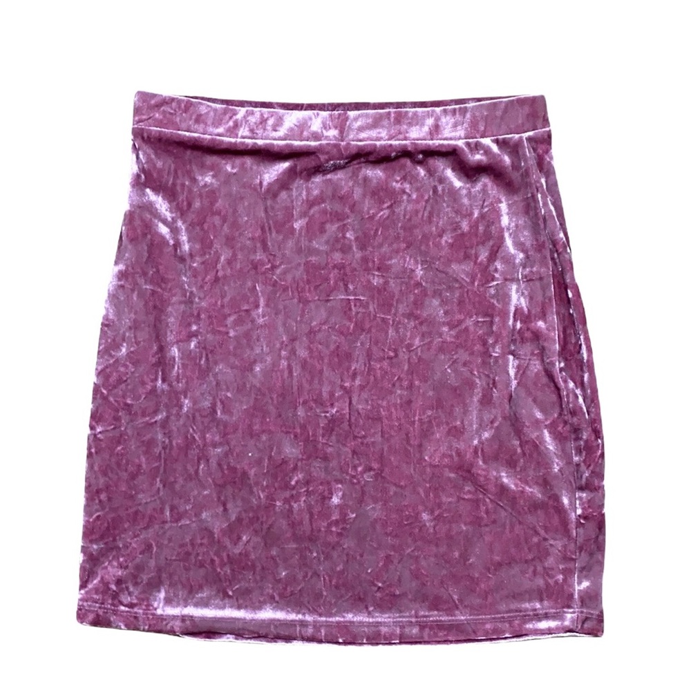 Pink Purple Velour Elastic Waist Mini Skirt S